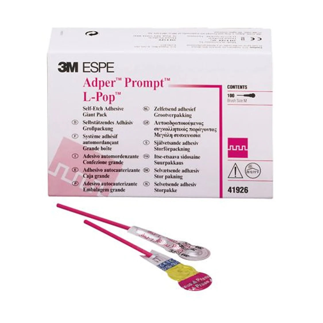 3M Adper Prompt L-Pop Unit-Dose Applicators, Giant Pack, 100/Pk