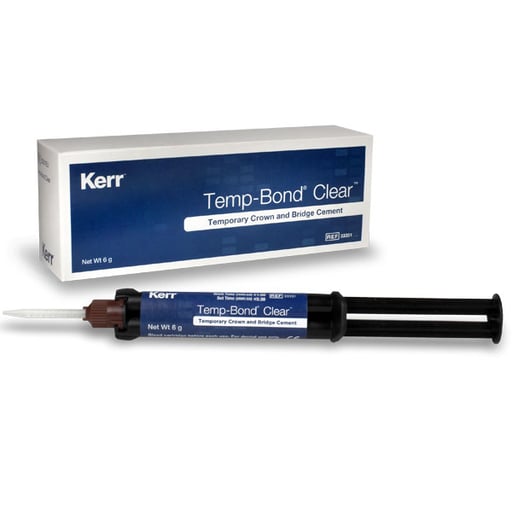 Kerr TEMPBOND CLEAR WITH TRICLOSAN- KIT, 1 - 6 Gm. Syringe and 10 Mixing Tips